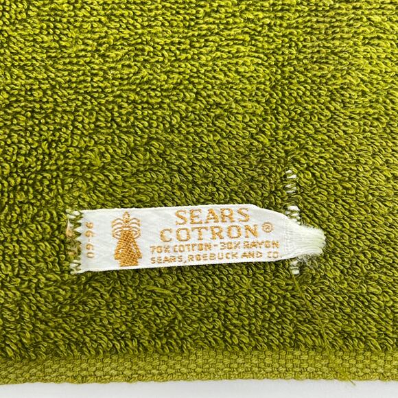 Vintage Sears Avocado Green Sculpted Bath Towel **READ** 39 x 24 - Picture 4 of 5